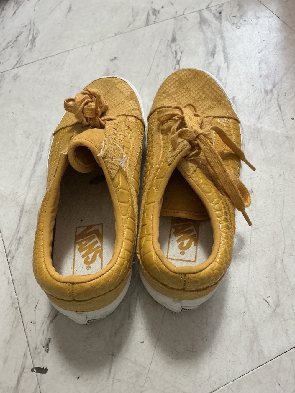 Vans Yellow Snakeskin Platform Sneakers